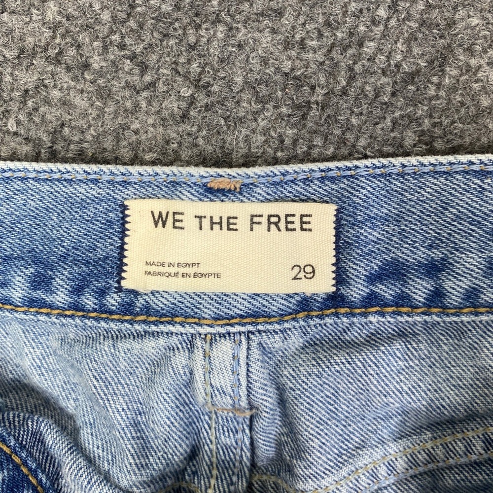 We The Free Free People Distressed Wide Leg Jeans Light Wash Button Fly Size 29 - Picture 4 of 9